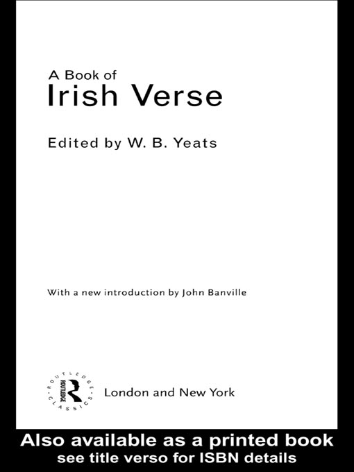Title details for A Book of Irish Verse by W.B. Yeats - Available